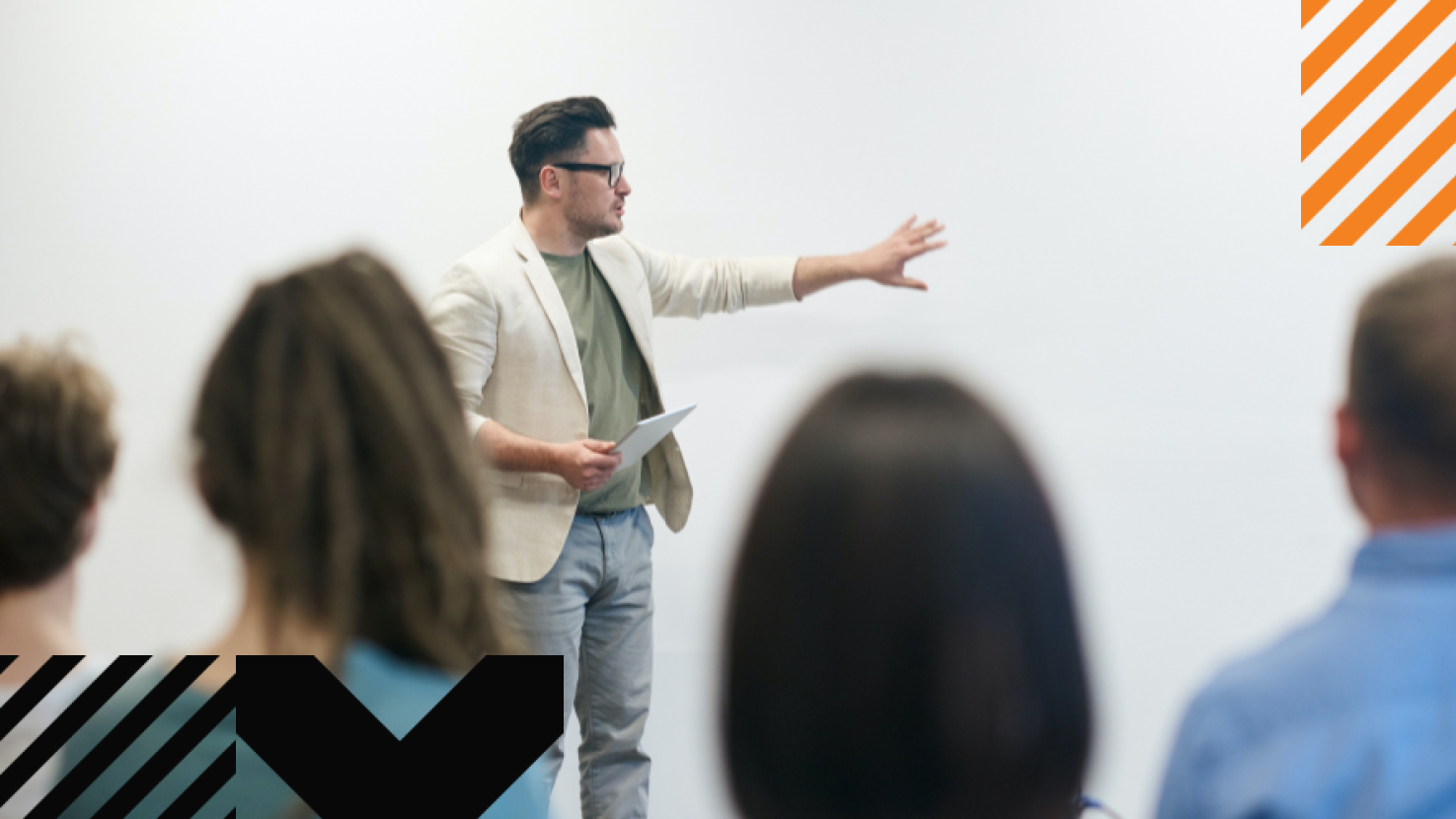 Teacher presenting in front of students