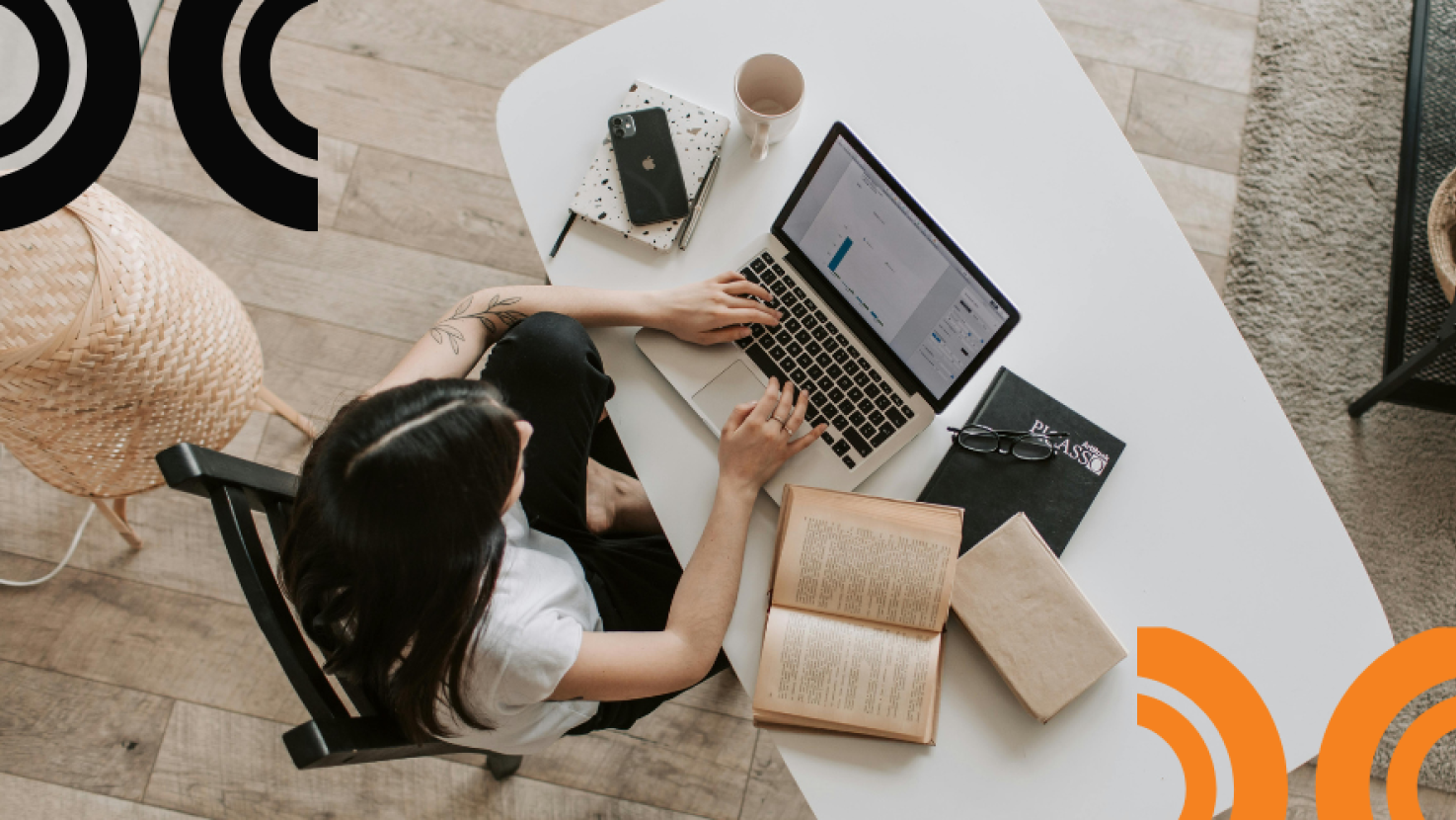 Woman working at her desk